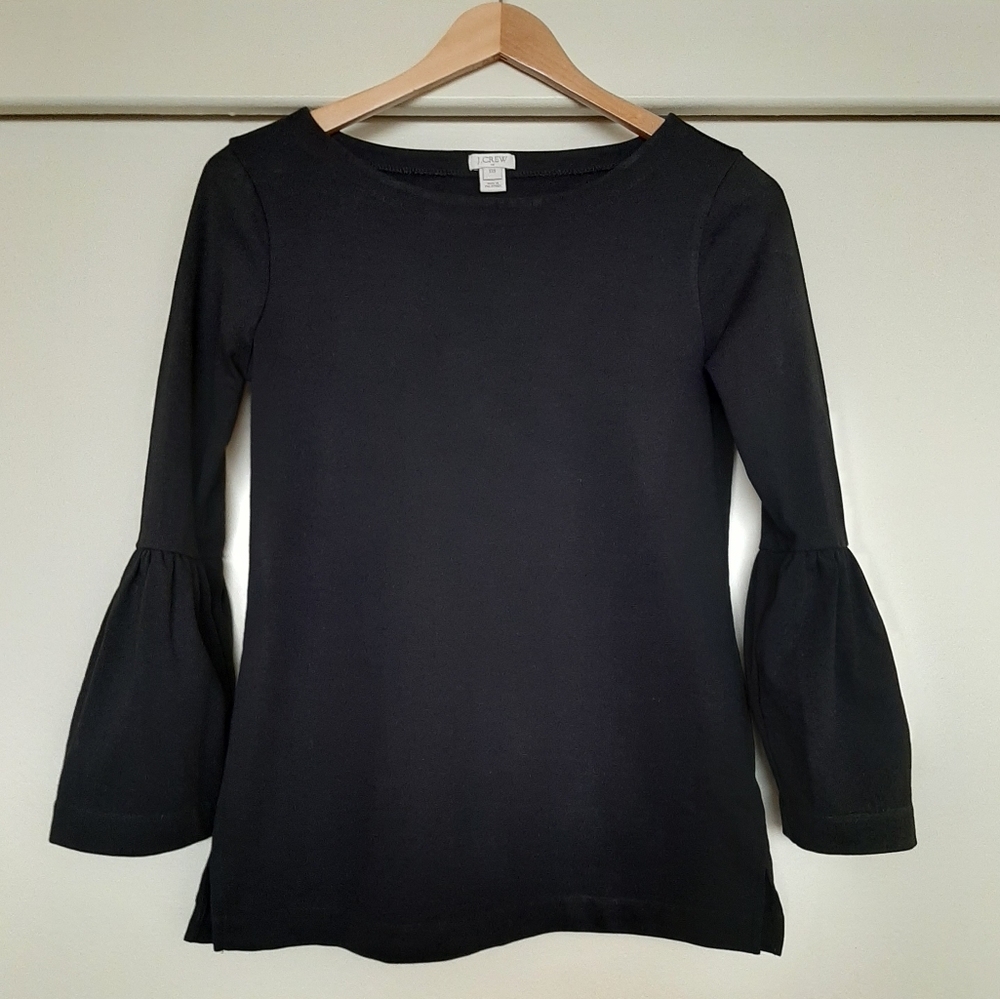 ☀️ J. Crew Bell Sleeve Black Top Sz XXS